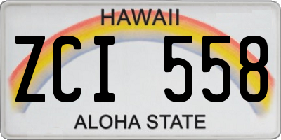 HI license plate ZCI558