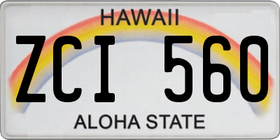 HI license plate ZCI560