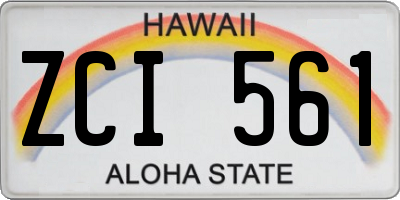 HI license plate ZCI561