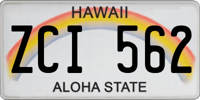 HI license plate ZCI562