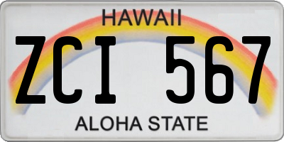 HI license plate ZCI567