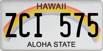 HI license plate ZCI575