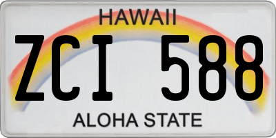 HI license plate ZCI588