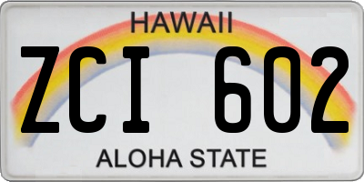 HI license plate ZCI602