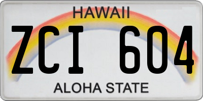 HI license plate ZCI604
