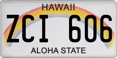 HI license plate ZCI606
