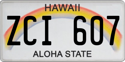 HI license plate ZCI607