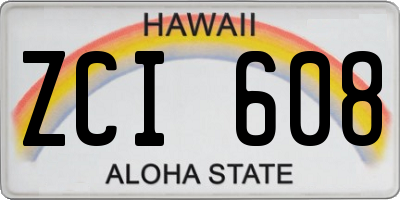 HI license plate ZCI608