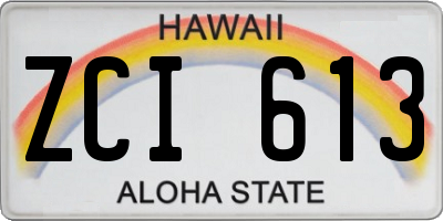 HI license plate ZCI613
