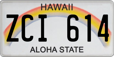 HI license plate ZCI614