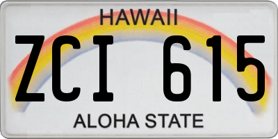 HI license plate ZCI615