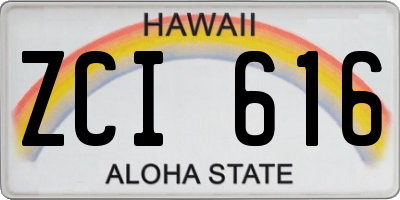 HI license plate ZCI616