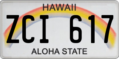 HI license plate ZCI617