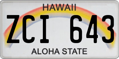 HI license plate ZCI643