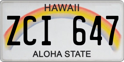 HI license plate ZCI647