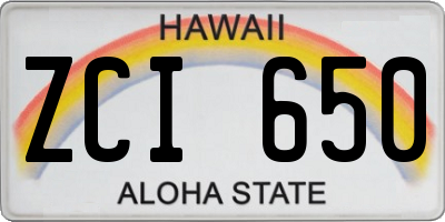 HI license plate ZCI650