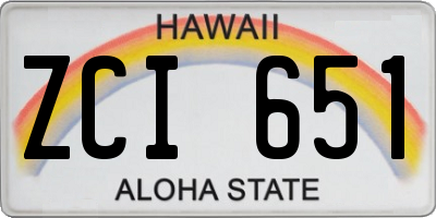 HI license plate ZCI651