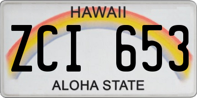 HI license plate ZCI653