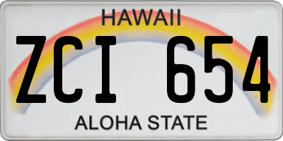 HI license plate ZCI654