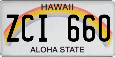 HI license plate ZCI660