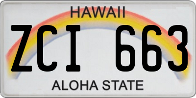 HI license plate ZCI663