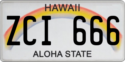 HI license plate ZCI666