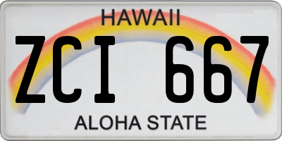 HI license plate ZCI667