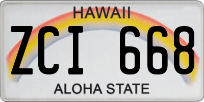 HI license plate ZCI668