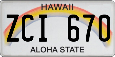 HI license plate ZCI670