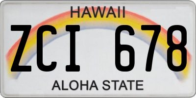 HI license plate ZCI678