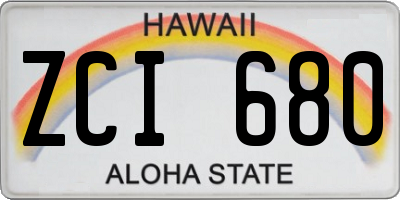 HI license plate ZCI680