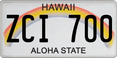 HI license plate ZCI700