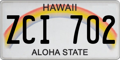 HI license plate ZCI702