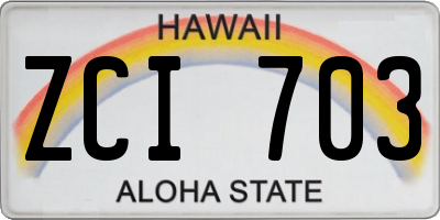 HI license plate ZCI703