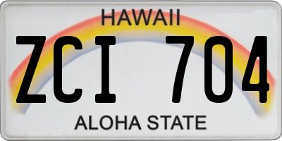 HI license plate ZCI704