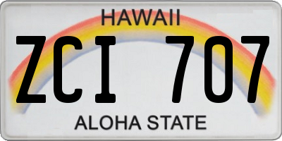 HI license plate ZCI707