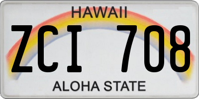 HI license plate ZCI708
