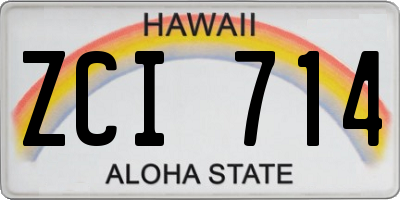 HI license plate ZCI714