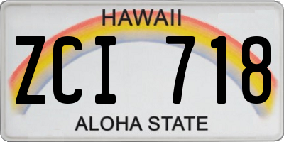 HI license plate ZCI718
