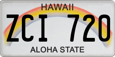 HI license plate ZCI720