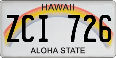 HI license plate ZCI726