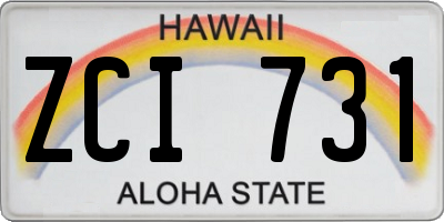 HI license plate ZCI731