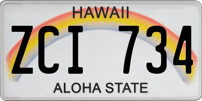 HI license plate ZCI734