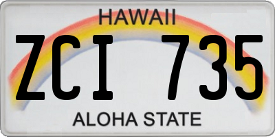 HI license plate ZCI735