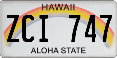 HI license plate ZCI747