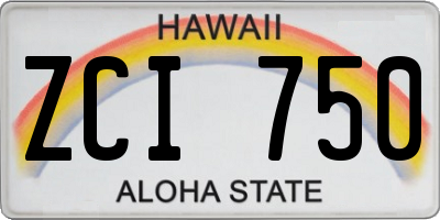 HI license plate ZCI750