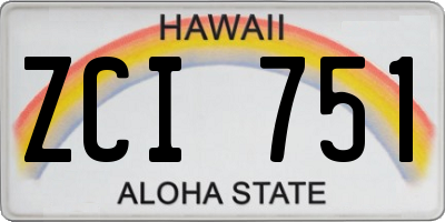 HI license plate ZCI751