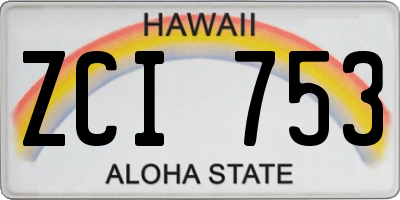 HI license plate ZCI753