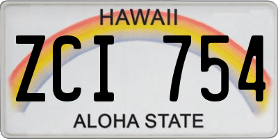 HI license plate ZCI754