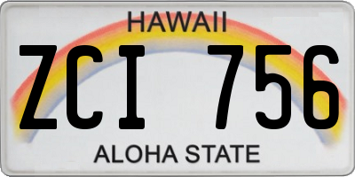 HI license plate ZCI756